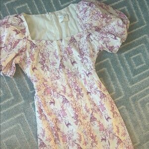 Hyacinth House Patterned Puff Sleeve Dress